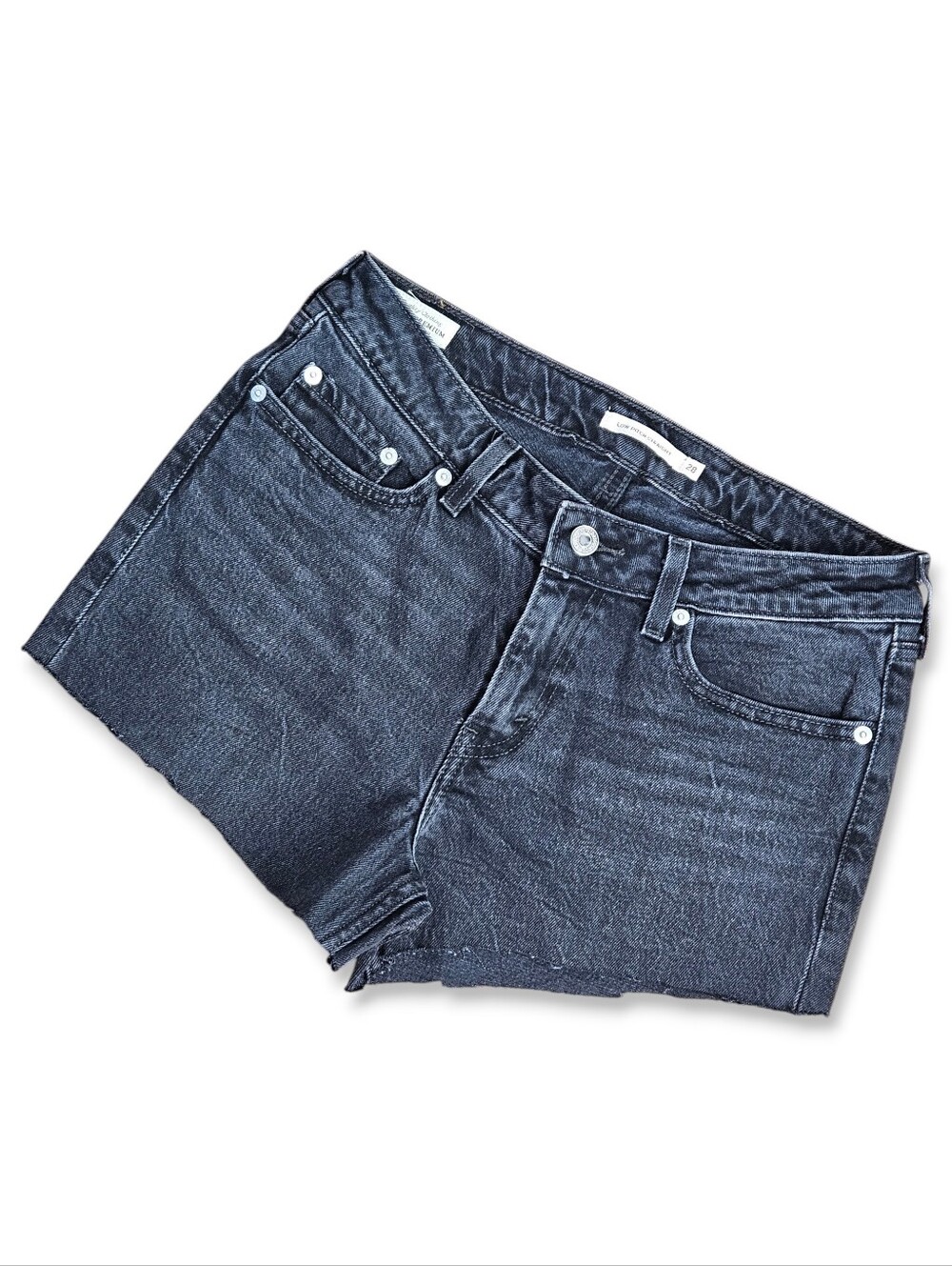 Levi's Size 28/8/M NEW Shorts Premium Low Pitch Washed Black Raw Hem Blank Tab
